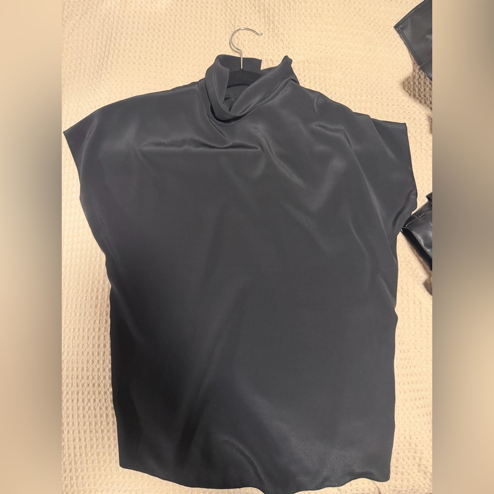 Unused Ann Taylor Black Satin Blouse